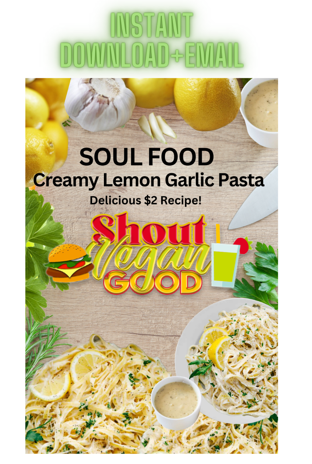 Vegan Soul Food Creamy Lemon Garlic Pasta Recipe